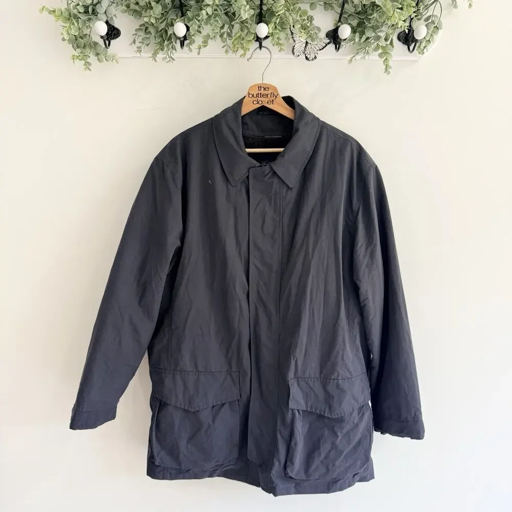 mens Brooks Brothers Overcoat Relaxed Dark Gray/navy Size Medium